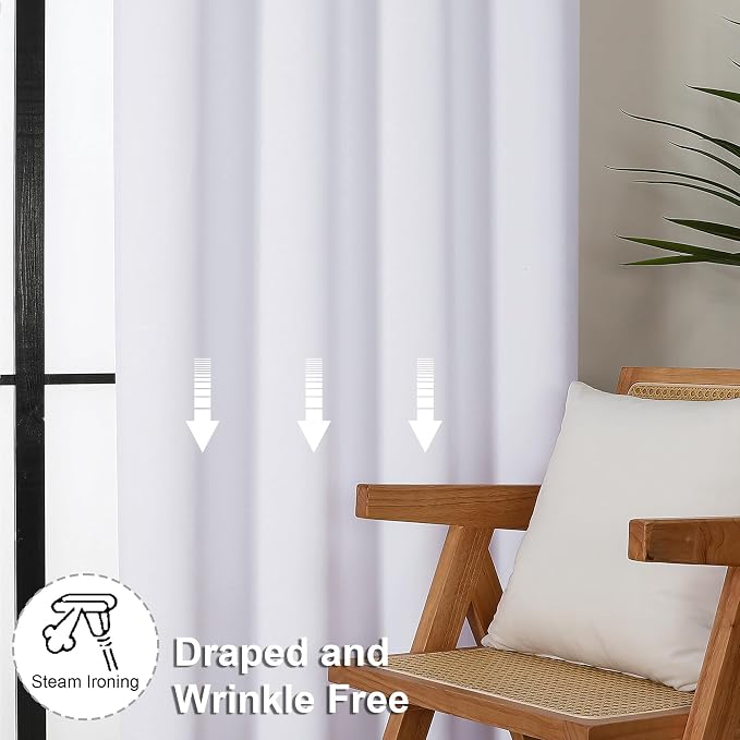 Simplebrand Ava Pure White Light Filtering Curtains - Image 7