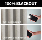 Yakamok Oatmeal Linen Curtains 100% Blackout 90 Inches Long, Room Darkening - Image 2