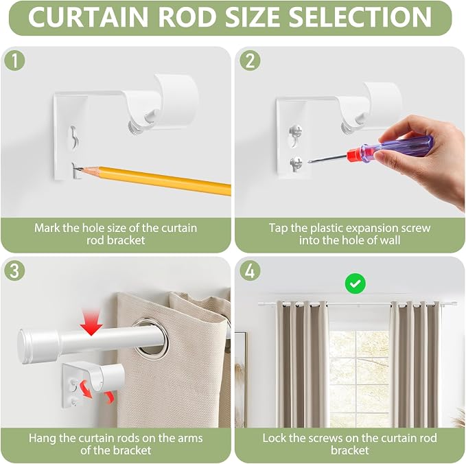 5/8” White Diameter Curtain Rods 30-90 Inch, - Image 4