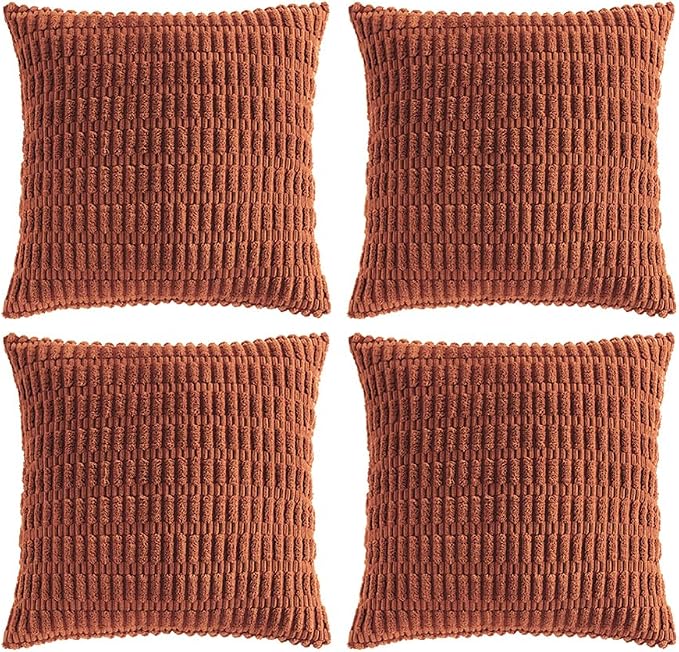 Fancy Homi 4 Packs Rust Decorative Throw Pillow Covers 24x24 Inch by Fancy+Homi