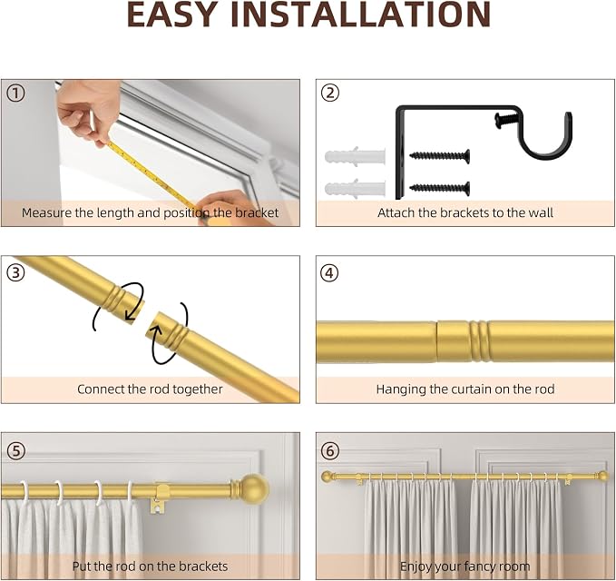 SMODBRODRE Curtain Rods for Window 32 to 120 - Image 4