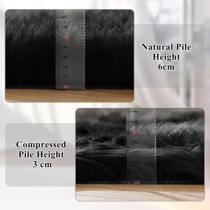 ORINOVA Black Rug for Bedroom 5x7 Area Rugs for Living Room Washable Shaggy - Image 4