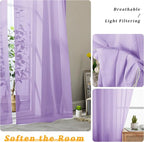 Gwine Lilac Sheer Curtains 30 Inch Length, Short Light Filtering Voile Small - Image 4