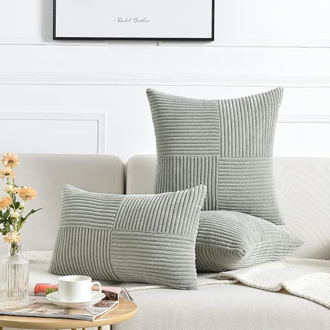 Fancy Homi 2 Packs Grey Euro Decorative Throw Pillow Covers 26x26 Inch - Image 6