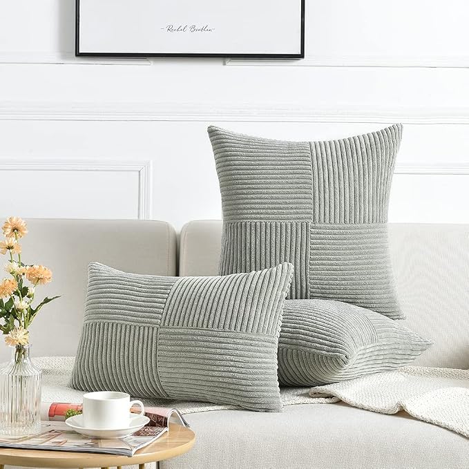 Fancy Homi 2 Packs Grey Decorative Throw Pillow Covers 16x16 Inch - Image 6