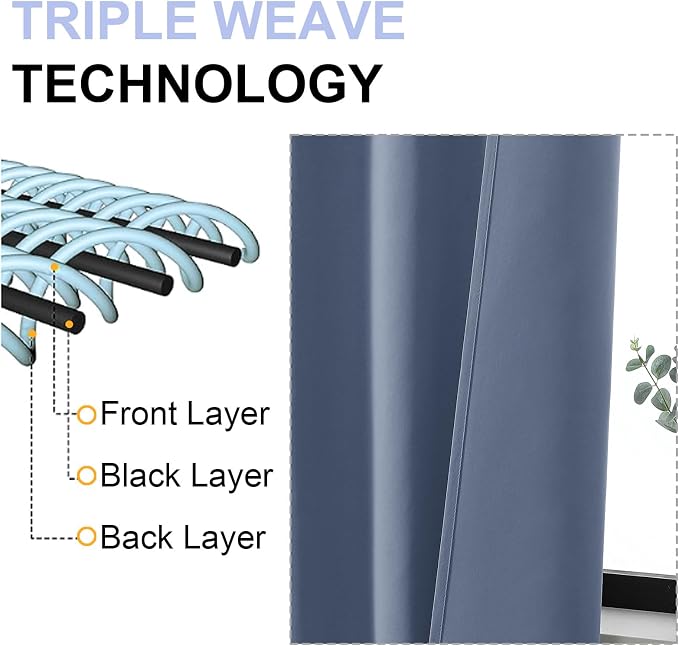 Simplebrand Ava Denim Blue Short Blackout Curtains - Image 4