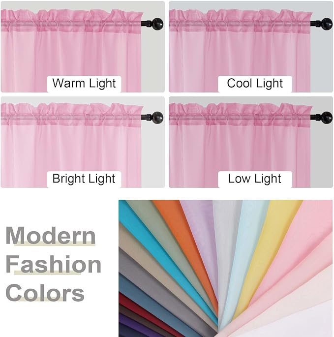 Sheer Pink Curtains for Bedroom Living Room 90 Inches Long 2 Panels Set - Image 7