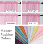 Sheer Pink Curtains for Bedroom Living Room 63 Inch Length 2 Panels, Airy Soft - Image 7
