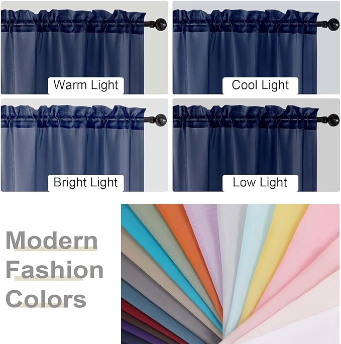 Kitchen Curtains 24 Inch Length Tier 2 Pieces, Cafe Bathroom Basement Rod - Image 5