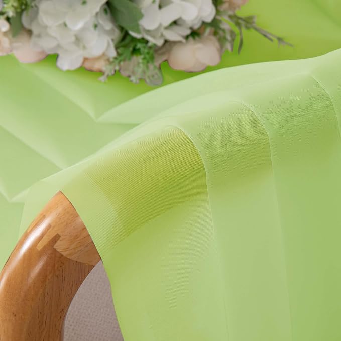 OWENIE Lime Sheer Curtains for Bedroom Living Room 96 Inches Long 2 Panels Set - Image 6