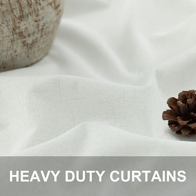 Living Room Curtains 84 Inches Long Faux Linen Darkening Curtain - Image 3
