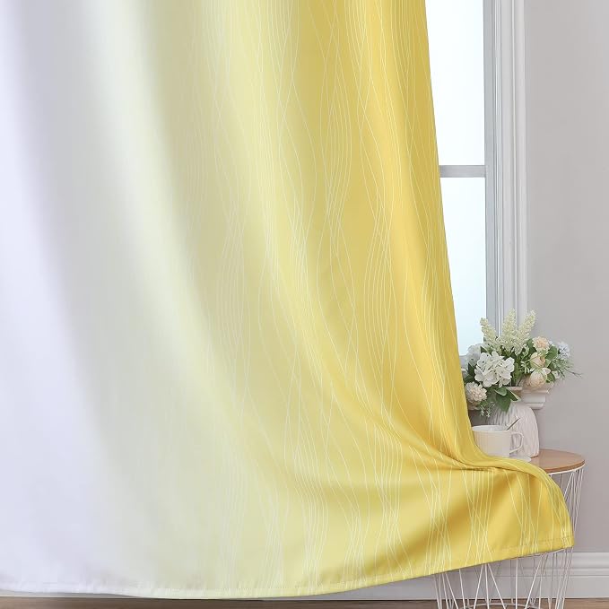 Estelar Textiler Yellow and Greyish White Gradient Room Darkening Blackout - Image 6