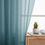 Dusty Blue Sheer Curtain for Bedroom Living Room 72 Inches Long 2 Panels Set - Image 3