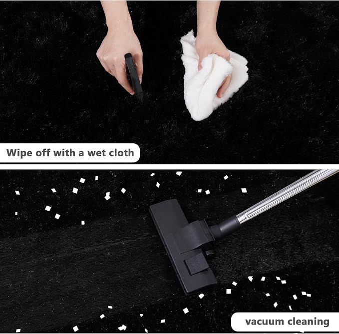 4x4.6 Feet Black Hexagon Rugs for Bedroom, Ultra Soft Fluffy Hexagon Area Rug - Image 4