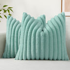 decorUhome Summer Cozy Faux Fur Throw Pillow Covers 22x22 Set of 2 Decorative by decorUhome