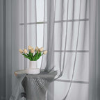 OWENIE Grey Sheer Curtain 90 Inches Long 2 Panels Set, Solid Filmy Drapes - Image 6