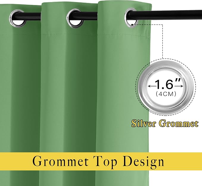 NICETOWN Blackout Forest Green Curtains 84 inches Long, Grommet Room Darkening - Image 2