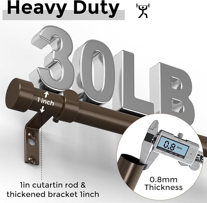 VOIIY Bronze Curtain Rods for Windows 18 to 42 Inch, Size:18-42 Inch, Antique - Image 3