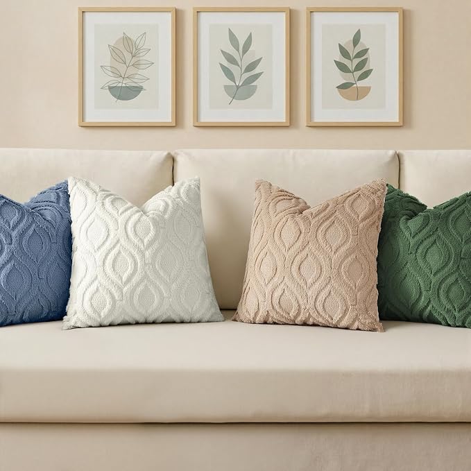 decorUhome Throw Pillow Covers 12x20 Inch Set of 2, Soft Plush Faux Wool Blue - Image 4