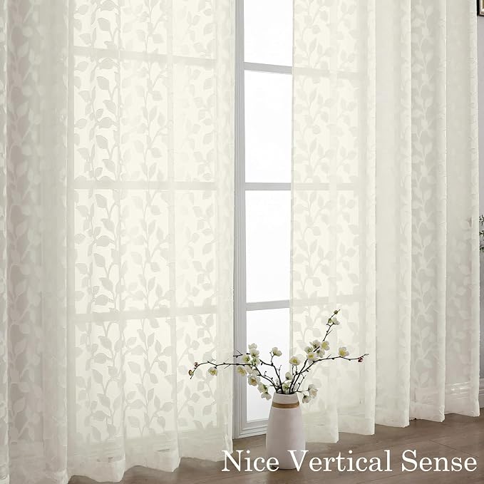 Chyhomenyc Ivory Sheer Curtains 84 Inch Length 2 Panels Set, Light Filtering - Image 9