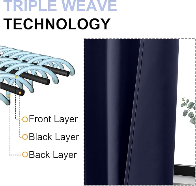 Simplebrand Ava Navy Blue Short Blackout Curtains - Image 5