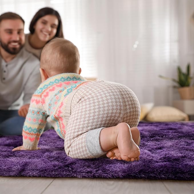 Goideal Fluffy Rug for Bedroom Living Room, 4x6 Purple Area Rugs, Faux Fur Shag - Image 5