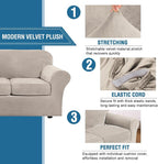 H.VERSAILTEX High Stretch Sofa Slipcover 4 Piece Cover Velvet Furniture - Image 3