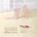 Circle Rug for Bedroom: 4FT Cream White Round Fluffy Shag Soft Washable Rugs - Image 2