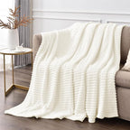BEDELITE Fleece Throw Blanket for Couch – 3D Ribbed Jacquard Soft and Warm - Image 4