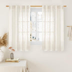 LAMIT 48 Inch Short Window Linen Curtains, Light Filtering Panels Back Tab and by LAMIT