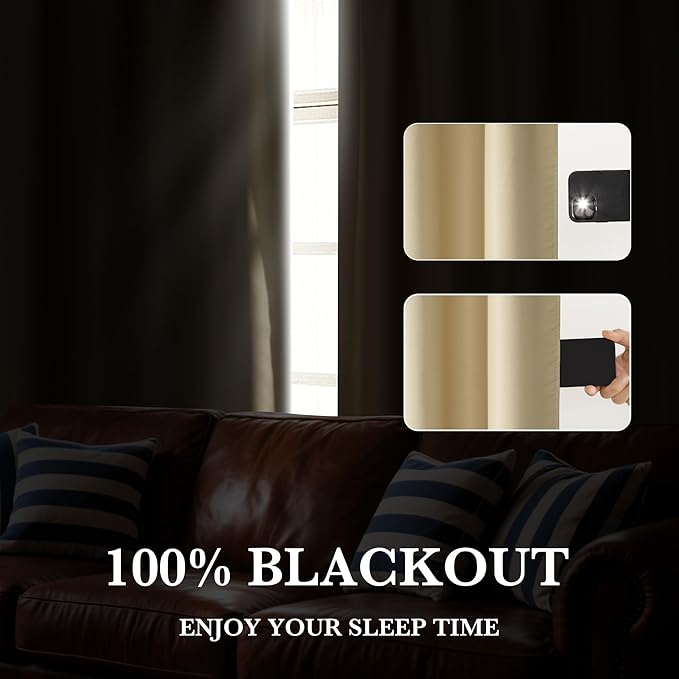 RYB HOME 100% Blackout Basement Curtains 24 inches Long, Heat & UV Blocking - Image 5