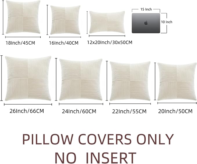 Fancy Homi 2 Packs Cream Decorative Throw Pillow Covers 16x16 Inch - Image 7