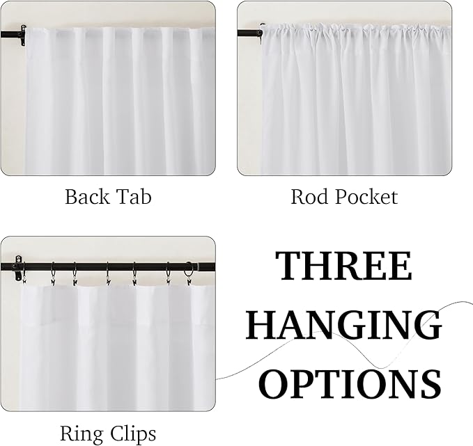 RYB HOME Extra Long Linen Sheer Curtains 108 inches Long, W 52 x L 108 inches - Image 2