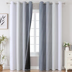 Estelar Textiler Grey and Grayish White Blackout Curtains 108 Inches Long - Image 2