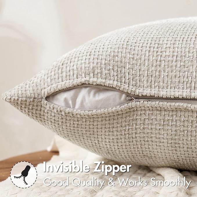 MIULEE Pack of 2 Couch Throw Pillow Covers 22x22 Inch Neutral Beige Modern Boho - Image 6