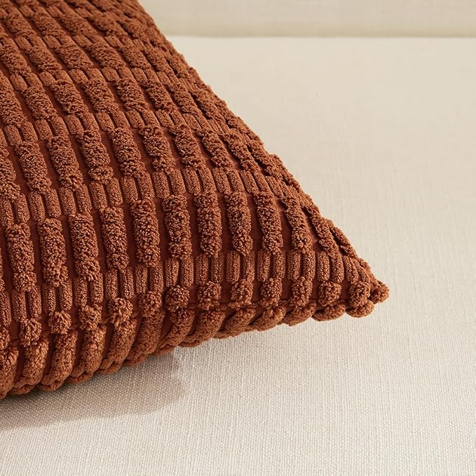Fancy Homi 4 Packs Rust Decorative Throw Pillow Covers 20x20 Inch - Image 4
