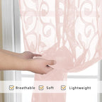 OWENIE Furman Blush Sheer Curtains, 72 inches Long 2 Panels Set, Light - Image 5