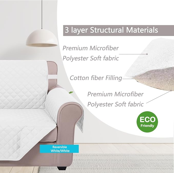 U-NICE HOME Reversible Oversized Chair Covers Quilted Water Repellent Pet - Image 5