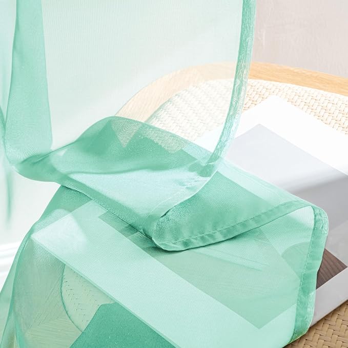 MIULEE Aqua Sheer Curtains 90 Inches Long, 4 Panels Set, Light Filtering Rod - Image 7