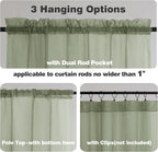 Chyhomenyc Sage Green Sheer Curtains 72 Inch Length 2 Panels, Light Filtering - Image 2