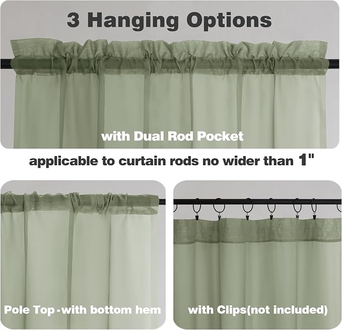 Chyhomenyc Living Room Sheer Curtains 96 Length 2 Panels Set - Image 3