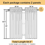 Lecloud Taupe Sheer Curtains 63 Inch Length 2 Pcs, Light Filtering Rod Pockets - Image 2