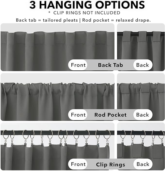 Deconovo Room Darkening Curtains Back Tab and Rod Pocket Curtains Thermal - Image 2