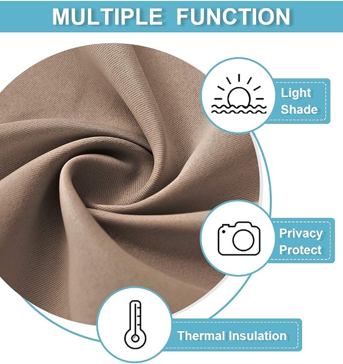 RYB HOME Blackout Curtains for Bedroom Living Room 72 inches Long, Thermal - Image 2