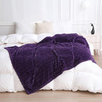 Puncuntex Deep Purple Throw Blanket 60"×80" inches Fuzzy 3D Jacquard Decorative by Puncuntex