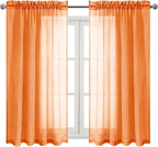 DWCN Sheer Curtains 45 inches Long 2 Panels Set, Rod Pocket Orange Voile Sheer - Image 9