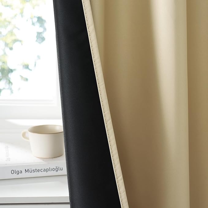 RYB HOME 100% Blackout Basement Curtains 24 inches Long, Heat & UV Blocking - Image 4
