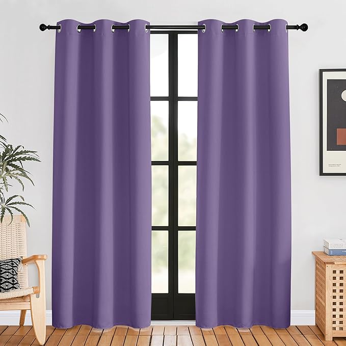NICETOWN Blackout Curtains for Bedroom, Lilac Purple, 42 W by 80 L, Thermal by NICETOWN