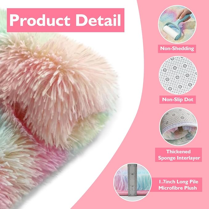 yulidayang Rainbow Fluffy Round Area Rugs - Image 4