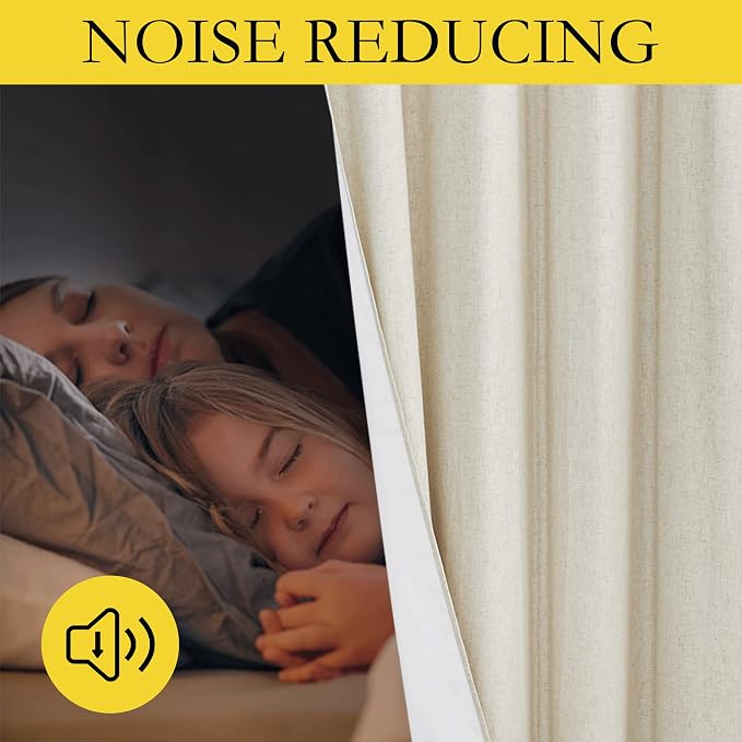 NICETOWN Farmhouse Style 100% Blackout Natural Linen Curtains 90 inches Length - Image 4